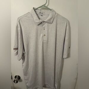 Peter Millar Men's White Polo with Subtle Pattern
